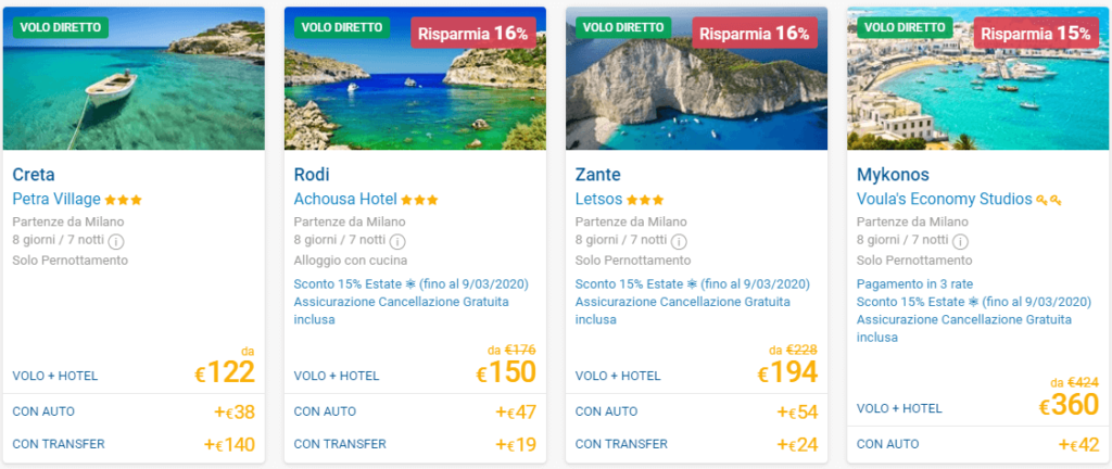 logitravel pacchetti isole greche