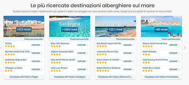 siti per alberghi sul mare
